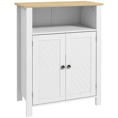 Bathroom Floor Storage Cabinet With Adjustable Shelf White