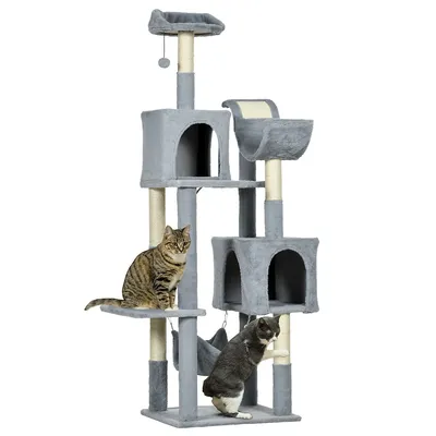 Cat Tree With Condo Hammock Scratching Posts, 70" Cat Tower