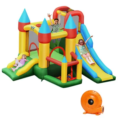 Kids Inflatable Bounce House Jumping Dual Slide Bouncer Castle W/ 780w Blower
