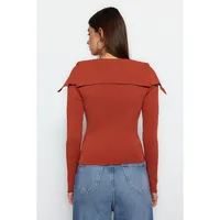 Women Slim Fit Basic Turndown Collar Knitwear Sweater