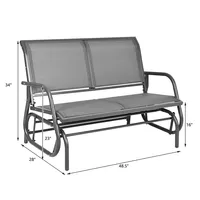 48'' Outdoor Patio Swing Glider Bench Chair Loveseat Rocker Lounge Backyard Grey
