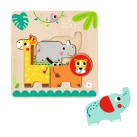 Multi Layered Animal Puzzle - 7pcs - 3d Wooden Puzzle Early Education Toy, Ages 12m+