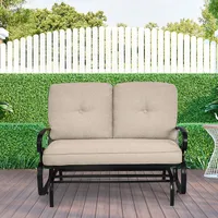 Costway 2-person Outdoor Swing Glider Chair Bench Loveseat Cushioned Sofa Beige