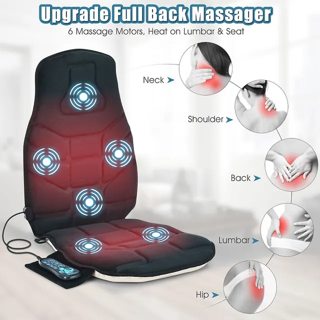 Electric Back and Neck Kneading Shoulder Massager with Heat Straps - Costway