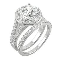 14k White Gold & 3.69 Ct. T.w. Created Moissanite Halo Ring