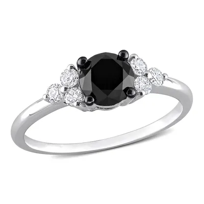 1 1/ Ct Tw Black And White Diamond Engagement Ring 10k Gold