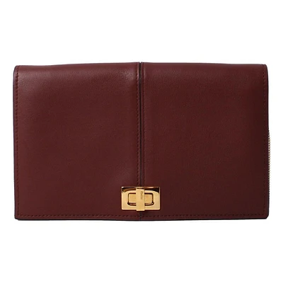 Peekaboo Brown Leather Zucca Chain Wallet Clutch Bag
