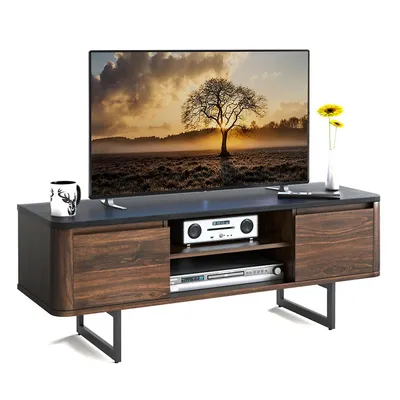 Tv Stand Entertainment Media Console W/ 2 Cabinets & Adjustable Shelf