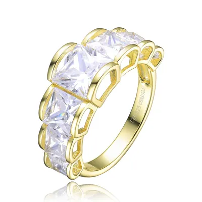 Sterling Silver Gold Plated Cubic Zirconia Vintage Ring
