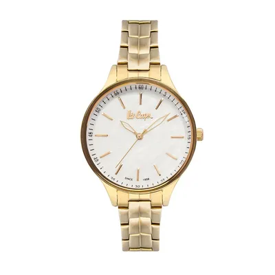 Ladies Lc06932.120 3 Hand Yellow Gold Watch With A Yellow Gold Metal Band And A White Dial