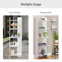 Set Of 2 Bookcase Storage 5-tier Open Shelf Display Room Divider