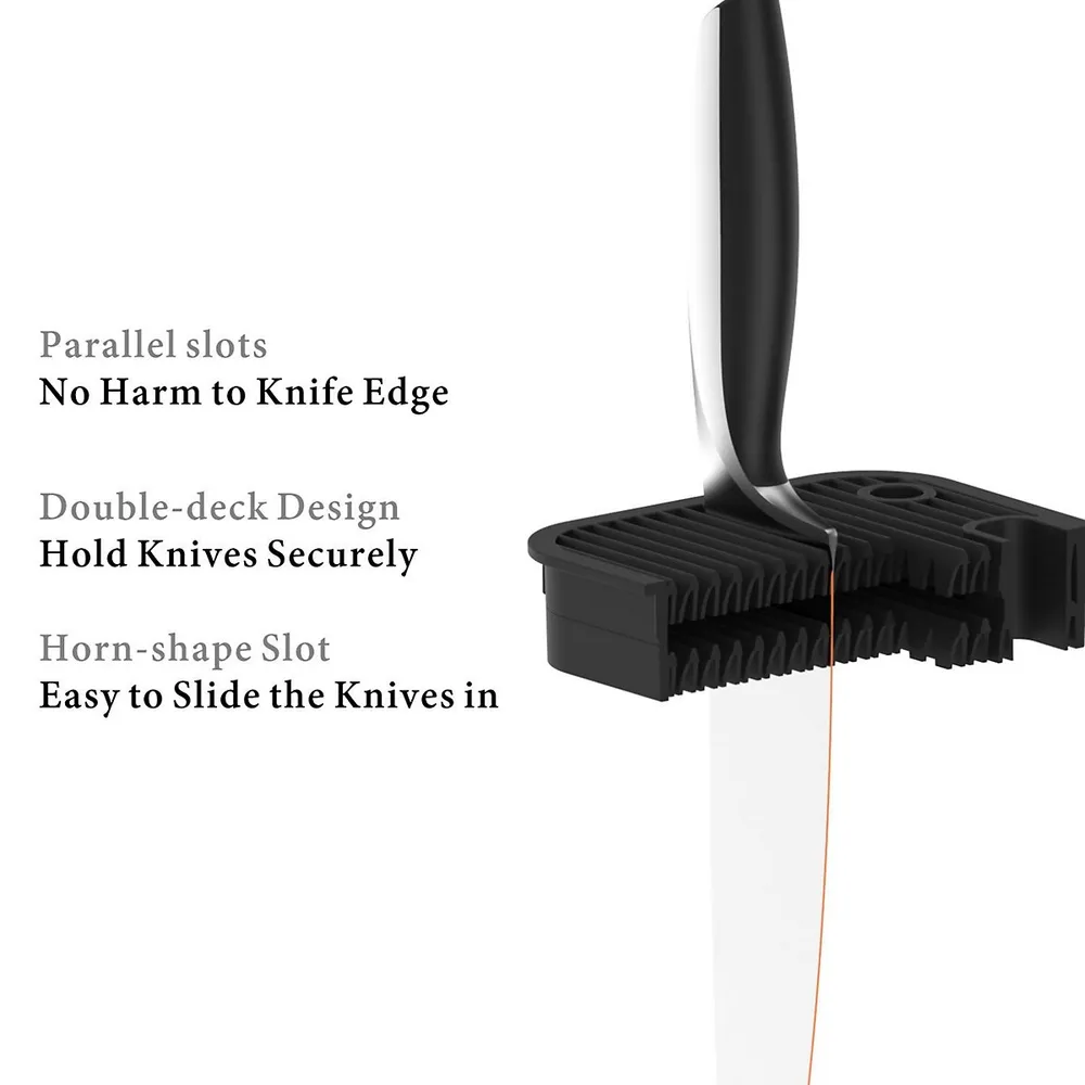 Square Universal Knife Block With Slots For Scissors And Sharpening Rod