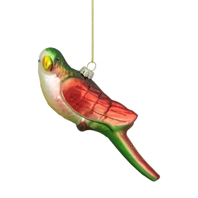 6.5" Yellow And Red Parrot Glass Christmas Ornament