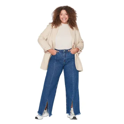 Woman Große Größen Regular Waist Wide Leg Plus Jeans