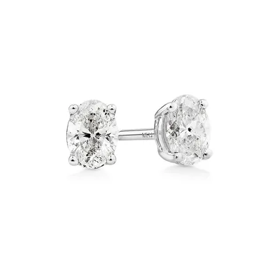 0.50 Carat Tw Oval Cut Diamond Solitaire Stud Earrings In 18kt White Gold