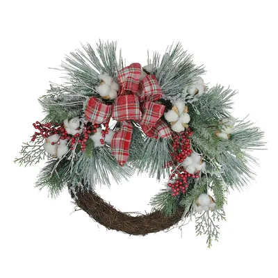 Holly Berry Red And Green Artificial Christmas Wreath - 24-inch, Unlit
