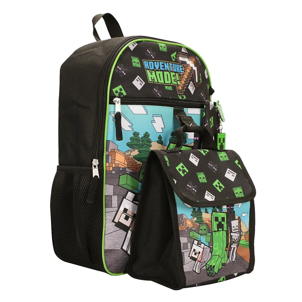 Minecraft Adventure Mode Characters 5 Piece Kids 16" Backpack Set