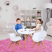 5 Pc Kids Round Table Chair Set With 4 Arm Chairs White
