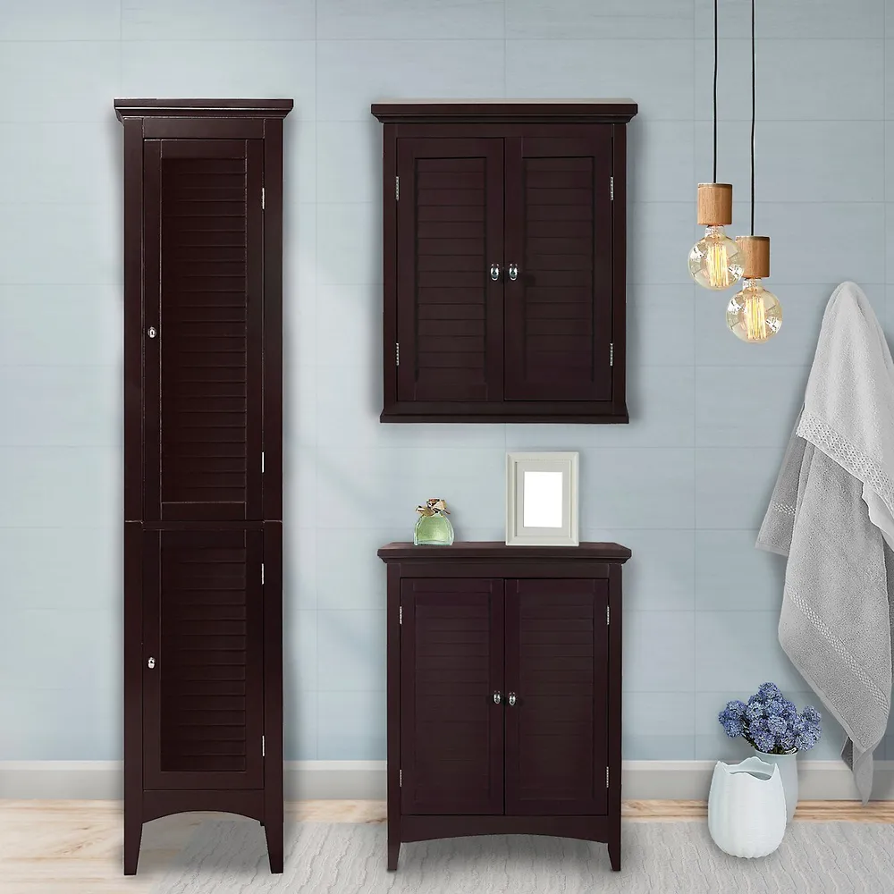 HOMCOM Bathroom Linen Cabinet Freestanding Storage with Shutter