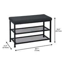 Metal Bench With Shoe Storage, Padded Seat
