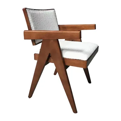 Maïa Dining Chair - Walnut & Boucle Fabric