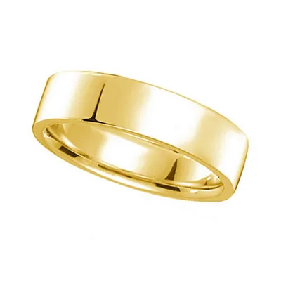 14k Yellow Gold Plain Wedding Band Flat Comfort-fit Ring (5 Mm)