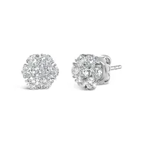 14k White Gold 1 3/4 Cttw Lab Grown Diamond Floral Cluster Composite Stud Earrings (g-h Color, Vs2-si1 Clarity)