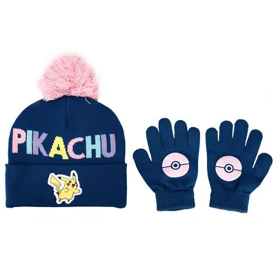 Pokemon Pikachu Pokeball Kids Hat And Gloves Set