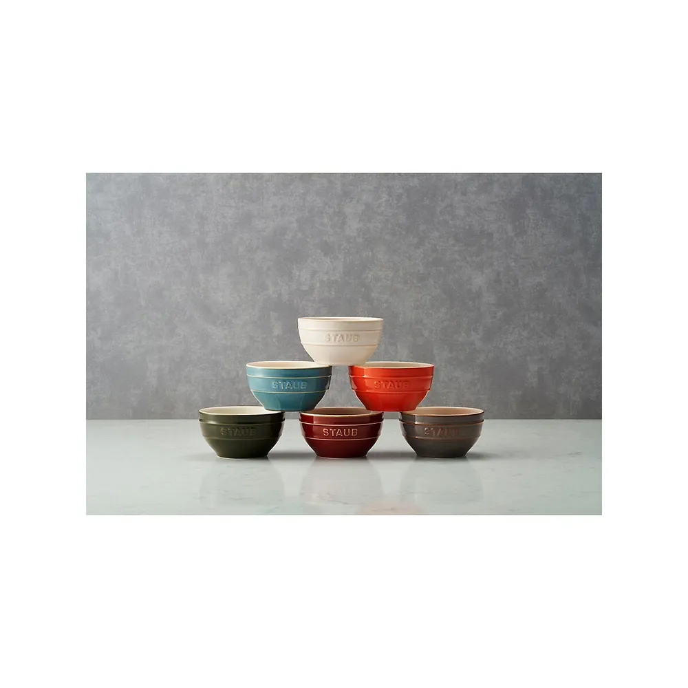 Ceramic 6-Piece Bowl Set, Mixed Colours