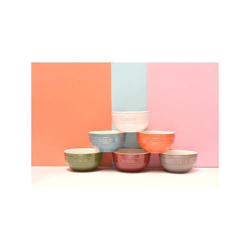 Ceramic 6-Piece Bowl Set, Mixed Colours