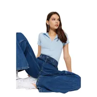 Woman Unifarben Snap Closure Detailed Thin Knit Bodysuit
