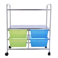 4 Drawers 2 Shelves Rolling Storage Cart Metal Rack Shelf Home Office Furniture