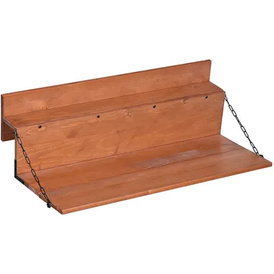 Railing Table, Foldable Spruce Balcony Desk, Orange