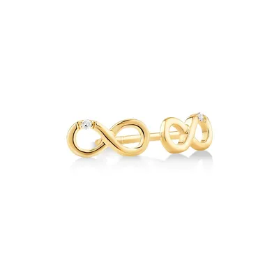 Diamond Accent Infinity Stud Earrings In 10kt Yellow Gold