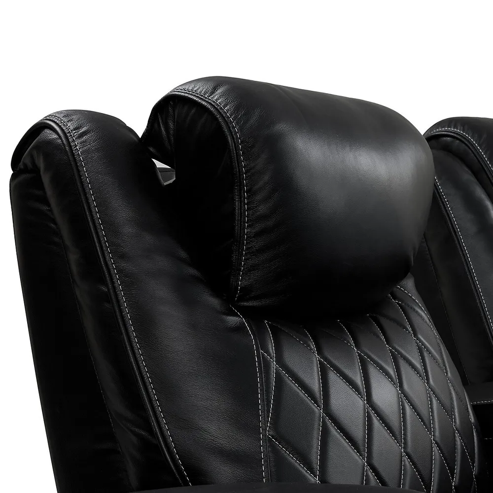 Oslo Top Grain Nappa 11000 Leather Power Headrest Lumbar Recliner With Ambient Led Lighting And Dropdown Center Console