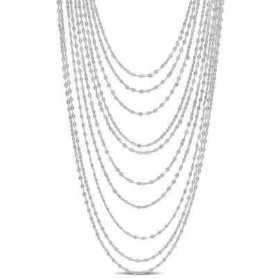 Multi-strand Chain Necklace In Sterling Silver, 18 In
