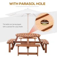 Round Wooden Patio Dining Set