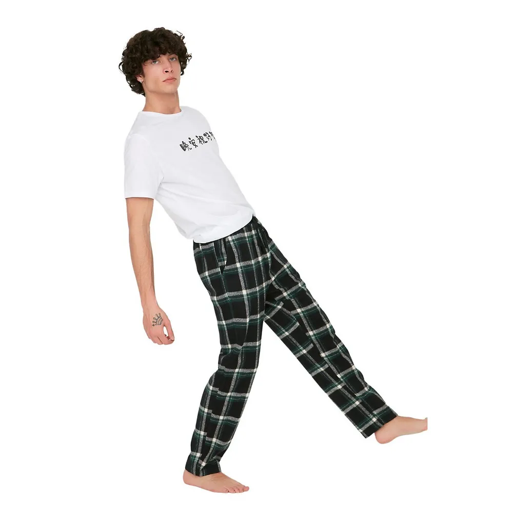 Black Pants, Regular Fit, Long Leg, Sleepwear for Men