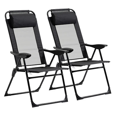 Double Camping Chairs Foldable W/ Reclining & Headrest