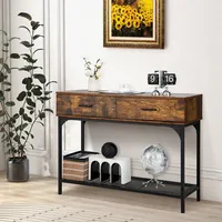 Console Couch Table With 2 Drawers Metal Frame Entryway Table For Living Room