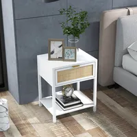 Bedside Table, Farmhouse Nightstand With Drawer, Open Shelf