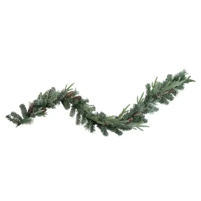 6' X 9" Pre-lit Decorated Mixed Pine And Pine Cone Artificial Christmas Garland