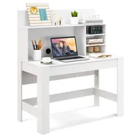 Home Office Computer Desk Study Table Writing Workstation Hutch Cable Hole White