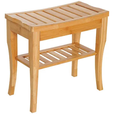 20" Bamboo Shower Bench With Shelf