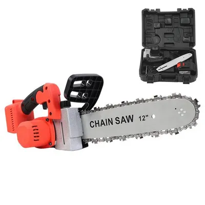 12 Inch Cordless Chainsaw With 2 Battery Handheld For Garden Courtyard Tree Branch Wood Cutting
