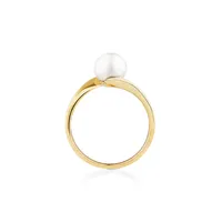 Twist Ring With Cultured Freshwater Pearl In 10kt Yellow Gold