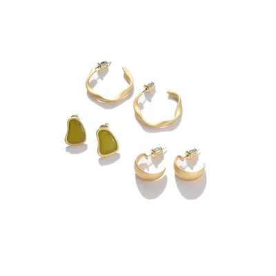 Set Of 4 Gold-toned Earrings