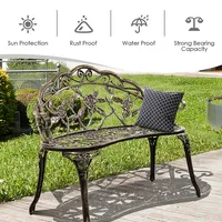 Outdoor Garden Bench Chair Loveseat Cast Aluminum Patio Antique Rose