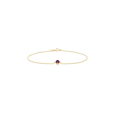 Bracelet With Amethyst In 10kt Yellow Gold