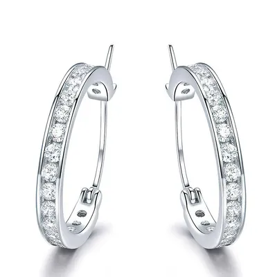 Lab Created Cubic Zirconia Earrings 0.925 White Sterling Silver